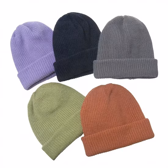 Wholesale Custom Acrylic Wool Plain Warm Winter Football Knit Hat Beanie