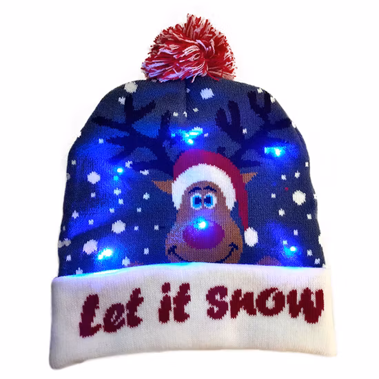 Warm Christmas Kid Cute Animal Santa Hat Children POM POM Knit Beanie