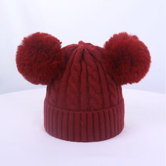 Boy Gril Custom Winter Warm Kids Cap Baby Knitted with POM Beanie Hat