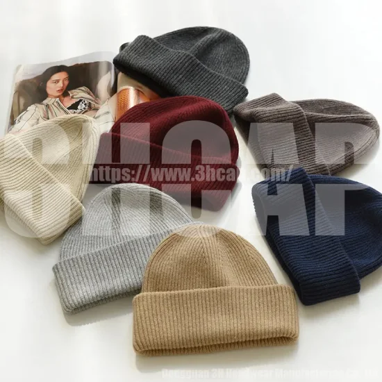 Winter Warm Knitted Baby Kids Wool Beanies with Faux Pompom